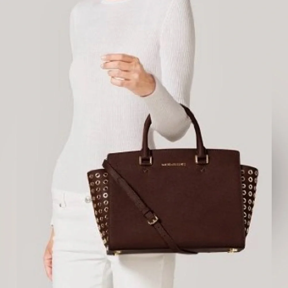 Michael Kors Selma Grommet Large Saffiano Leather Satchel
